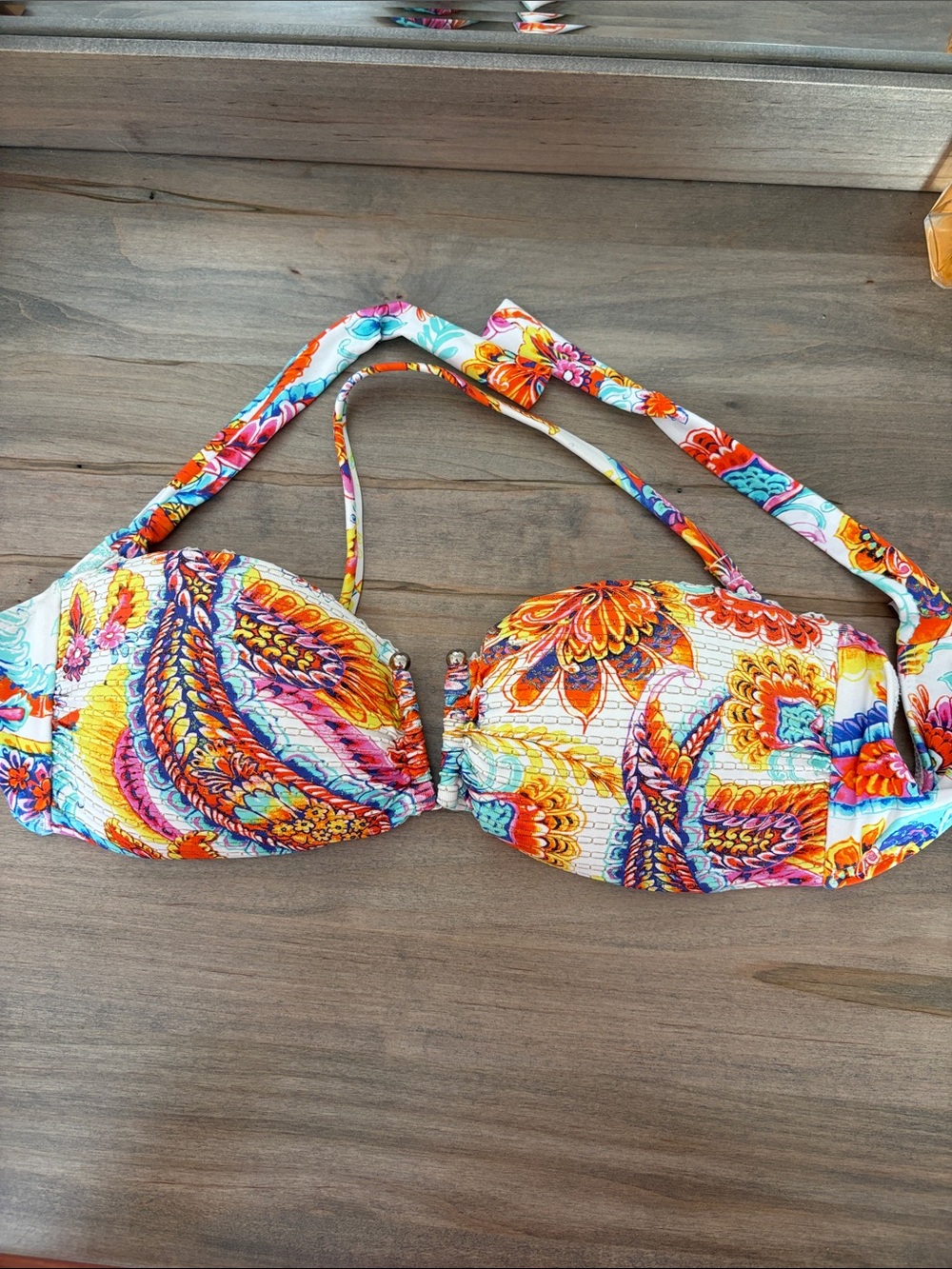 Luli Fama Multicolor Paisley Bandeau Swim Top